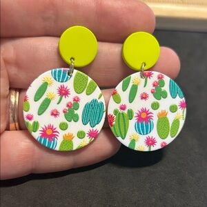 Colorful Cactus Print Earrings